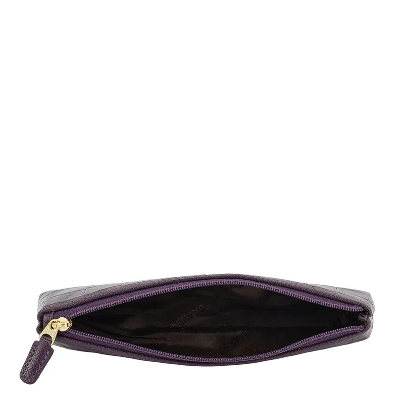 Da Milano Croco Leather Multi Pouch - Grapevine